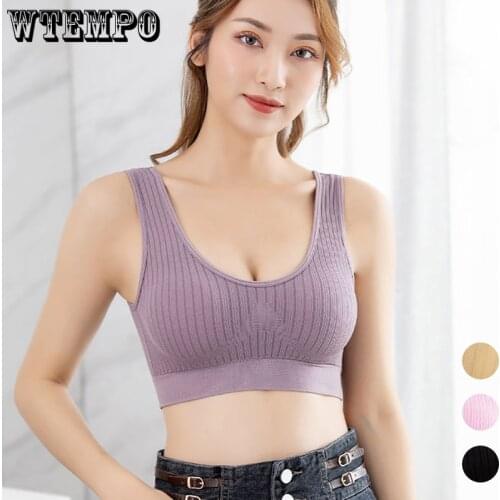 Sports Bras Women Push Up Bra Tube Tops Seamless Plus Size Underwear Wide Straps Wireless Soft Cotton Fitness Running Vest Top