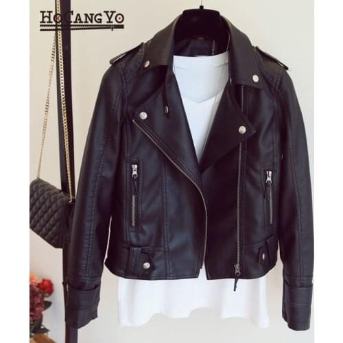 Spring Women Leather Jacket Korean Style Motorcycle PU Faux Leather Jackets Women Winter Coat Zippers Casual Short Biker Jacket