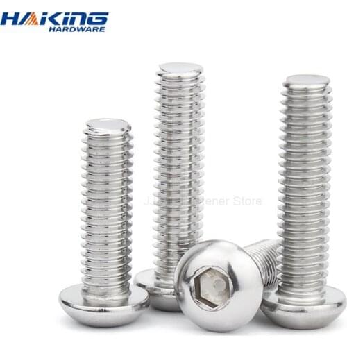 5-50pcs ISO7380 M2 M2.5 M3 M4 M5 M6 304 A2 Round 304 Stainless Steel Screws Hex Socket Button Head Allen Bolt Mechanical Screw