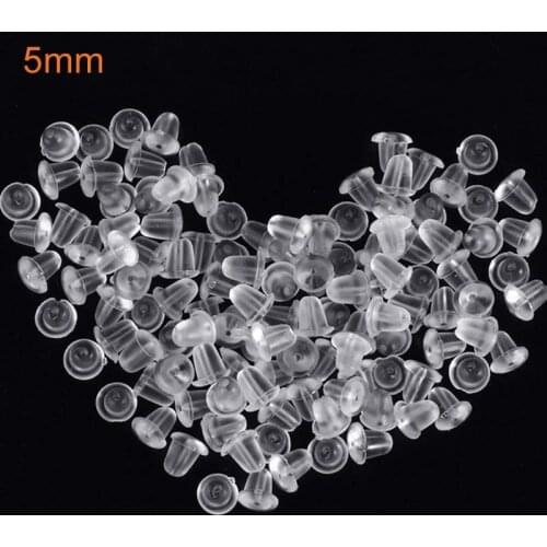 5mm 100pcs Clear Soft Silicone Rubber Earring Backs Safety Round Stopper High Quality Jewelry Accessories DIY Parts Ear Plugging