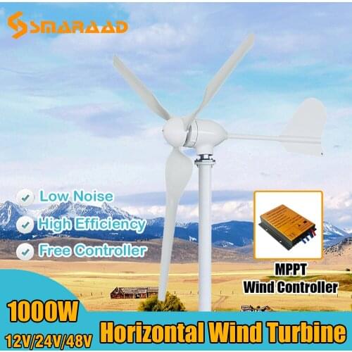 Factory price 1000W 24V/48V 1kw Wind Turbine Generator With Waterproof Wind Controller for Home Use Low Start-up Windmill Speed