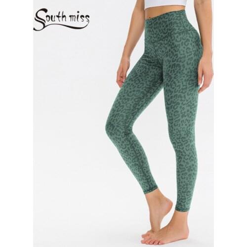 Euro Size Green Leopard Print Wome Sport Legging Premium Women High Waist Push Up Gym Tight Squat Proof Activewears Yoga Pant