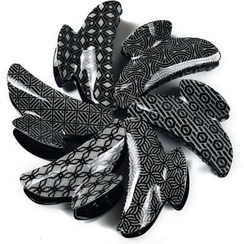 Women Girls Hair Claw Clamps Metal Hair Crab Moon Shape Hair Claw Clip Solid Color Hairpin Large Size Hair Accessories 21004