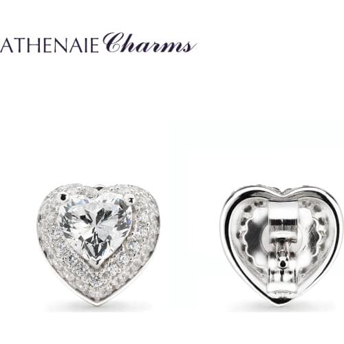 ATHENAIE 925 Sterling Silver Pave CZ Sparkling Love Heart Stud Earrings for Women Wedding Party Birthday Earrings Jewelry Gift