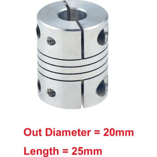1pc D20L25 CNC Motor Jaw Shaft Coupler clamp Flexible Coupling OD 20x25mm wholesale Dropshipping 4mm 5mm 6mm 6.35mm 8mm