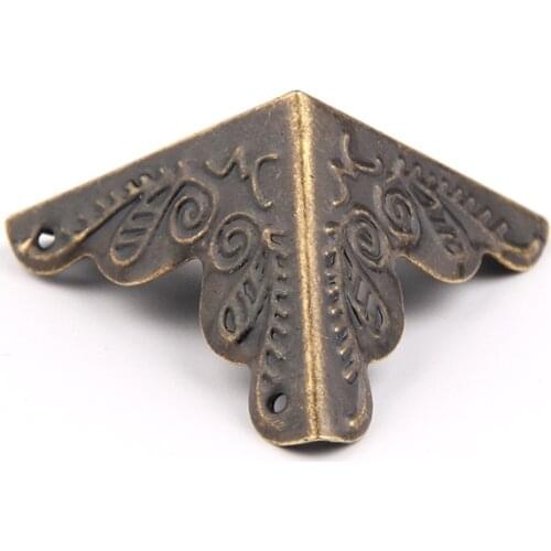 10Pcs 25 x 25mm Antique Jewelry Box Corner Foot Wooden Case Corner Protector Bronze Tone Flower Pattern Carved Metal Crafts