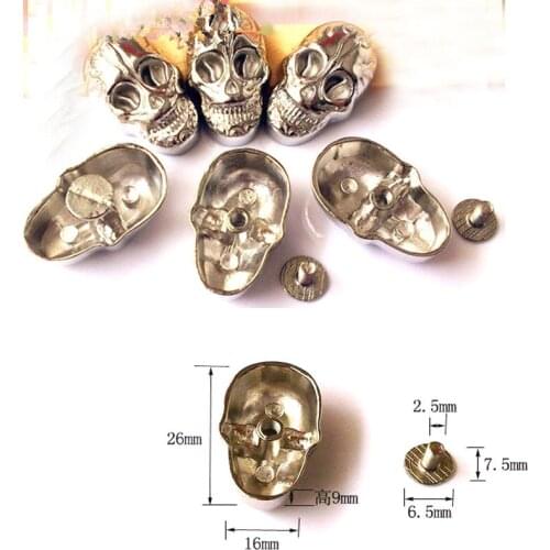 100sets 16x26mm Silver Skull Spikes Screwback Studs Punk Rock Leathercraft Dog Collar