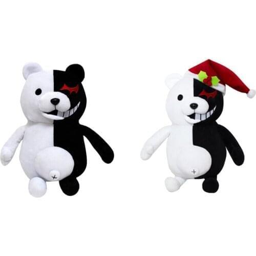 2PC/Lot Monocuma Toys Japan Cartoon Super 2 Monokuma Christmas Black & White Bear Soft Animal Cartoon Stuffed Dolls For Kids