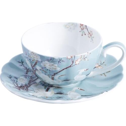 250ml cup and saucers sets blue coffee set home kitchen tableware coffee mug drinkware bone china