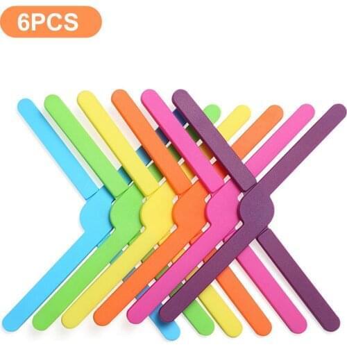 6pc Silicone Collapsable Kitchen Non-slip Pot Holder Cross Hot Pads Mat Heat Resistant Drying Rack Placemat