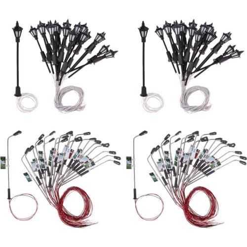 80pcs Mini Model Railway Train Lamp Post LED Street Lights HO Scale 1:100