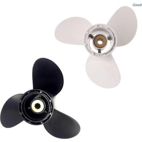 Aluminum Boat Outboard Propeller for Suzuki 9.9-15HP Black 3 Blades 10 Spline Tooth 9 1/4 x 11