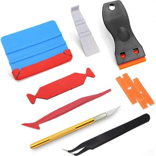 Carbon Fiber Car Wrapping Squeegee Tools Vinyl Sticker Film Tuck Gasket Scraper Window Tint Car Accessories Kit