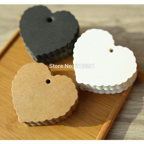 Heart Shaped White Black Brown Kraft Paper Tags Gardening Labels DIY Wedding Note Blank Craft Gift Tag 6x5.5cm 100pcs/lot