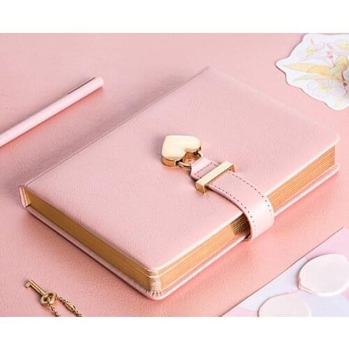Heart Shaped Combination Lock Diary with Key Personal Organizers Secret Notebook Gift for Girls and Women