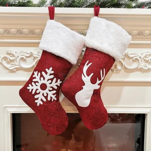 Large Christmas Decoration Stockings Snowflake Reindeer Pattern Xmas Tree Pendant Hot Stockings & Gift Holders Christmas