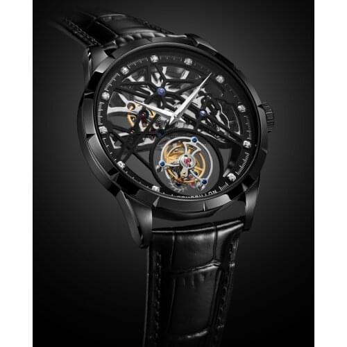 Real Tourbillon Skeleton Movement Watch Men Male Clock Hand Wind Mechanical Luxury Tourbillon Sapphire Mens Watch zegarek meski