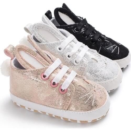 Baby girl PU cartoon rabbit ears baby shoes non-slip high tube fashion sports toddler shoes