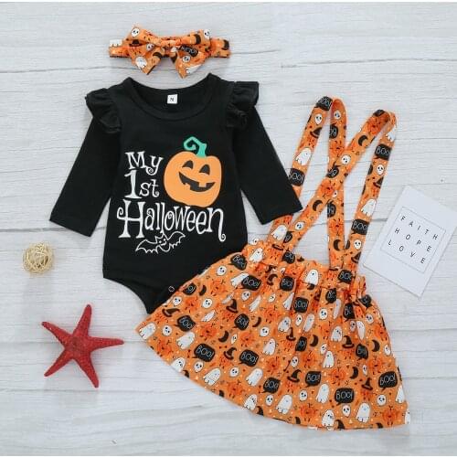 Childrens clothes fall children suit long letters printing, garment Halloween ghost braces skirt