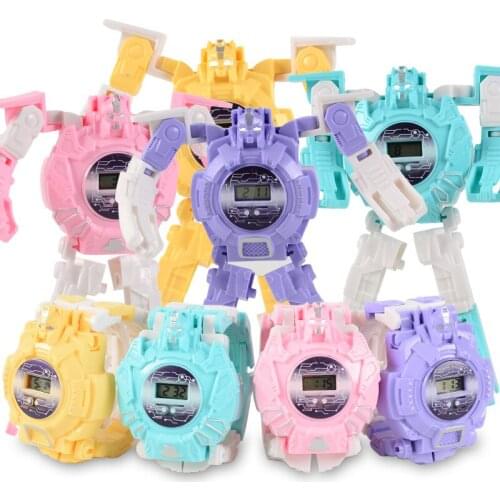 Childrens Electronic Deformation Watch Toys Adjustable Cartoon Robot Electronic Wristwatch Cool Stuff for Kids Boys Girls