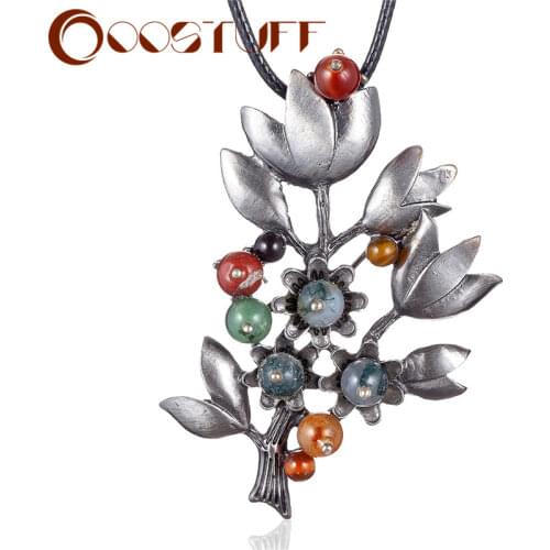 Tree of Life Vintage Plant Jewelry Long Necklace for Women Pendants Chains Trend Jewellery Suspension Chokers Accessories 2021