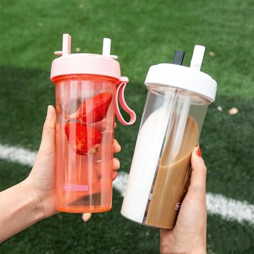 Double Sippy Creative Drink Cup Dual-use Couple Lovers Water Bottle Outdoor Sports Tumbler Coffee Mug Double-tube Opening Design