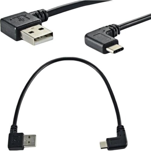 Double elbow Type-C USB to USB-A male USB3.1 Type C Male 90 Degree Left Right Angled connector short 25cm for Power bank cable
