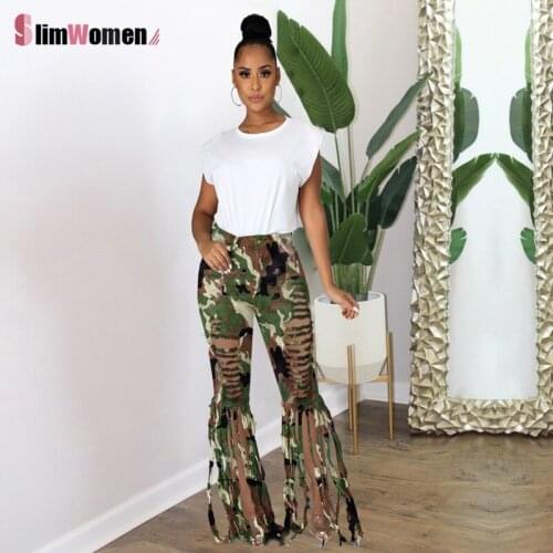 Holes Bottom Mom Jeans Denim Pants Female Trousers Streetwear Tassel Ripped Jeans for Women High Waist Jeans Vintage Flare Jeans