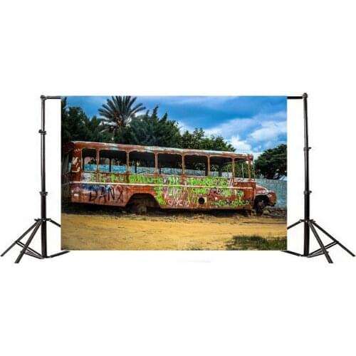 Photography Backdrop Abandoned Rusty Bus