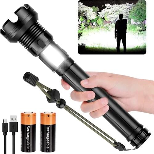 XHP90 Flashlight LED Tactical Flashlight Rechargeable USB Zoomable Torch Lanterna XHP70 26650 Hunting Lamp for Camping