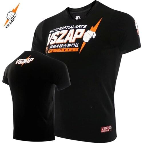 Vszap MMA Short Sleeve comprehensive fighting skills T-shirt Mens Free Fight Thai Boxing Fitness Pure Cotton Training