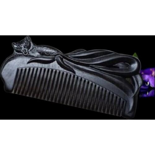 Red Sandalwood Comb 1PC Mini Type Relief Boutique Hand-Carved Green Sandalwood Craft For Hair Professional Fox Massage Combs