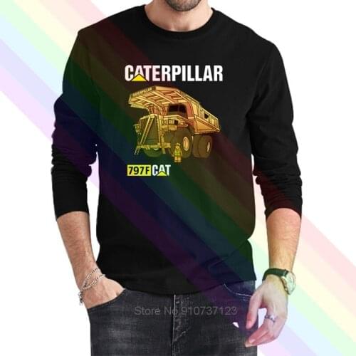 Caterpillar Excavator 797F Cat Logo Classic Black T-Shirt 2021 Newest Summer Mens Long Sleeve Popular Tees Shirt Tops Novel