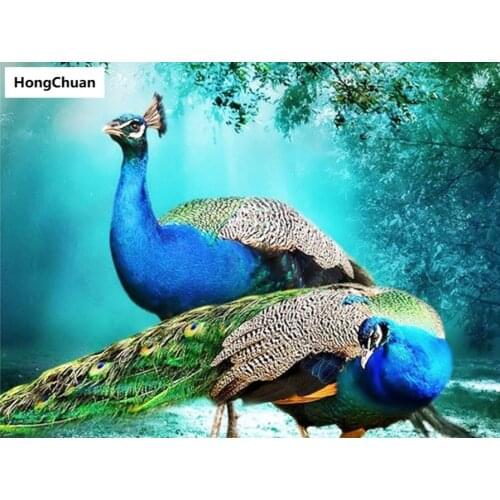 Golden Peacock Mural 5D DIY Square/Round Diamond Painting Mosaic Cross Embroidery Handicraft Home Decoration Christmas Gift