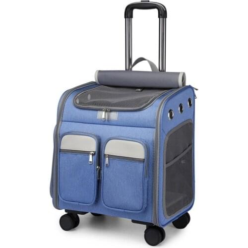 Cat Carrier Bag Pet Dog Handbag Breathable Portable Big Cat Bag Trolley Case Outdoor Transporter Carrying Mesh Double Backpack