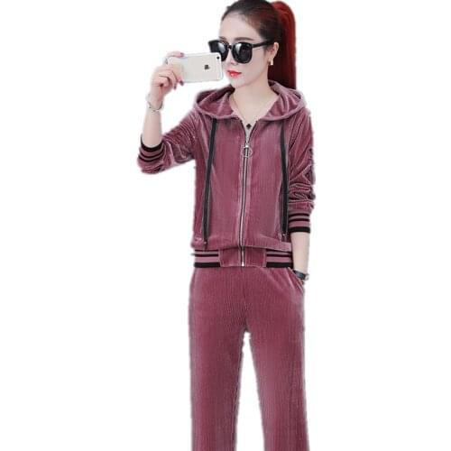 Top selling product in 2020 Lady clothes set Tracksuit Leisure sports suit NEW Corduroy Hooded 2 piece set Women clothing 1608
