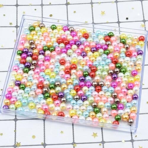 3 4 6 8 10mm 28 Colors No Hole Round Pearls Resin Imitation Charms Jewelry Bead Without Holes for DIY Craft Scrapbook Decoration