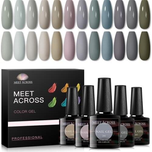 MEET ACROSS Matte Top Gel Nail Polish Color Gel Nail Art Soak Off Hybrid Varnishes Semi Permanent UV Gel Lacquer For Manicure