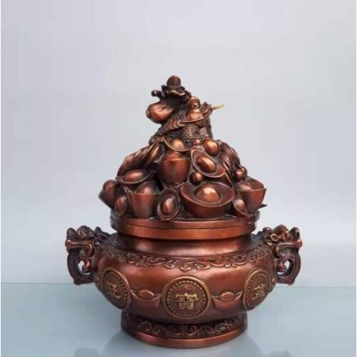 Select colour Copper golden toad cornucopia ornaments brass transfer piggy bank Feng Shui lucky living room decoration