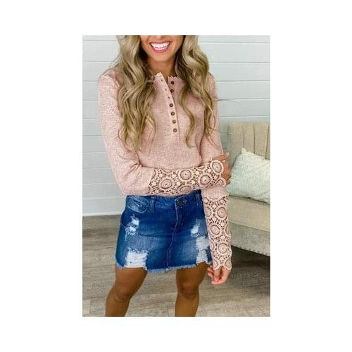 Fashion Autumn Women T-Shirt Casual Ladies Solid Tops Vintage Lace Long Sleeve Sexy V-Neck TShirt Streetwear Top For Women