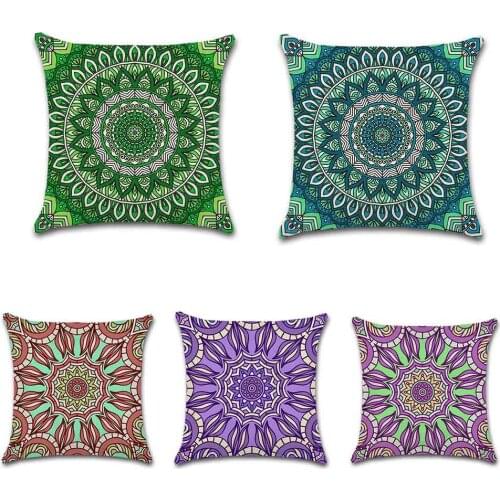Geometric Mandala print polyester linen Cushion Cover decorative Home sofa car chair seat friend room office gift pillowcase