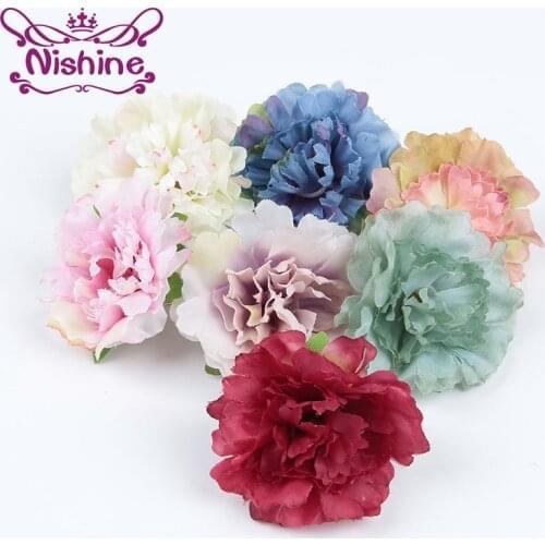 Nishine 30pcs/lot 2.4" Artificial Simulation Flowers DIY Cloth Headwear Hair Accessories Home Decorative Wedding Party Flowers