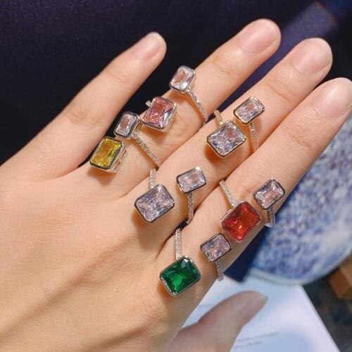 HIBRIDE New Arrival Geometric Design Cubic Zircon Women Rings White Gold Color Finger Ring Bridal Gifts bijoux femme R-250