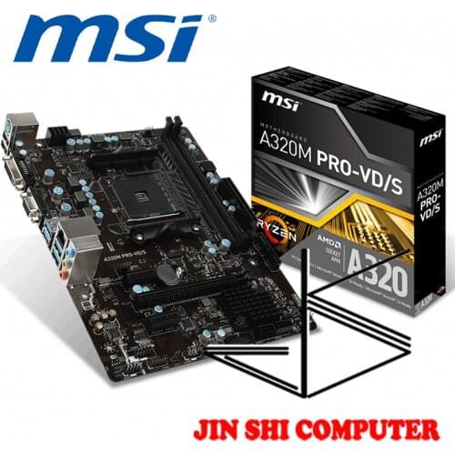 NEW MSI A320M PRO-VD/S Supports AMD® Ryzen™ Socket AM4Support DDR4 1866/2133/2400/2667/2933(OC)/3200(OC) Mhz SATAIII