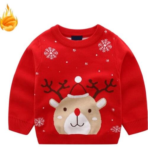 Baby Girls Winter Autumn Cartoon Pullover Knit Warm Sweaters Christmas Costume Kids Boys Printing Sweaters Children Clothes