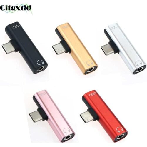 Cltgxdd 1PCS 2 In 1 Type C to 3.5mm Earphone Jack Charging Converter USB Type-C Audio Adapter for Xiaomi 6 Huawei P10 Mate 20