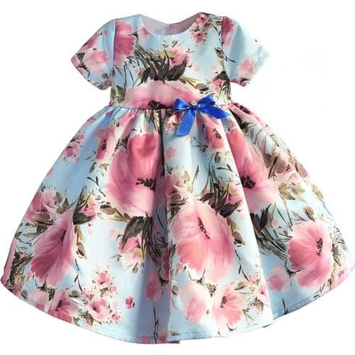 Baby Girl Dress Pink Flower Cotton Children Kids Dresses for Girls Party Birthday Girls Party Dress robe fille enfant 1-6Y