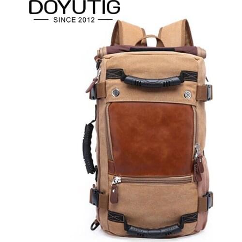 Cool Men Backpack Canvas Huge Travel School Shoulder Computer Backpack Functional Versatile Bags Multifunctional Laptop Bag H001
