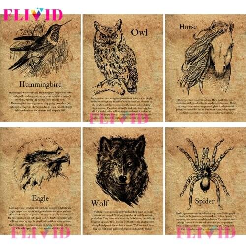 Retro Animals Vintage Quotes Owl Wolf Wall Art Canvas Painting Wall Pictures For Living Room Decor Posters And Prints Unframed