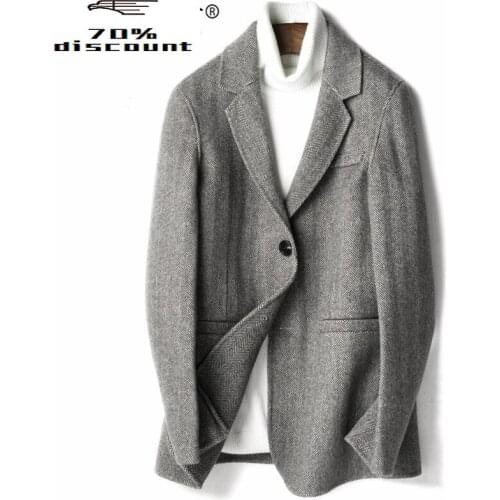 Wool Coat Men Spring Autumn Korean Jacket Slim Fit Blazer Mens Coats and Jackets Casaco Masculino D-29-00828 KJ3026